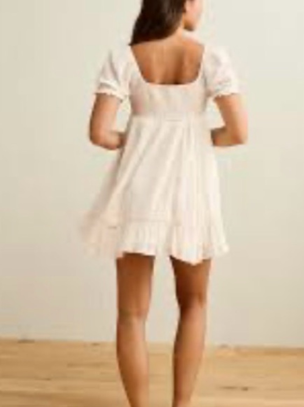 White Short Puff-Sleeve Mini Dress - Women